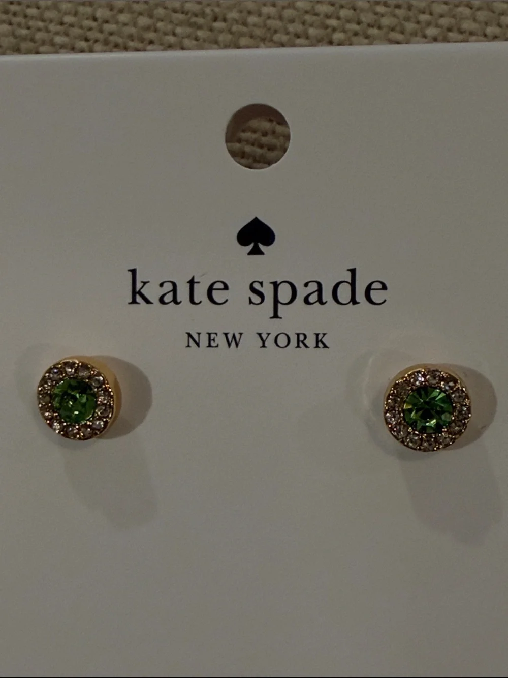 kate spade Peridot Green You're A Gem Pave Halo Studs/NWT